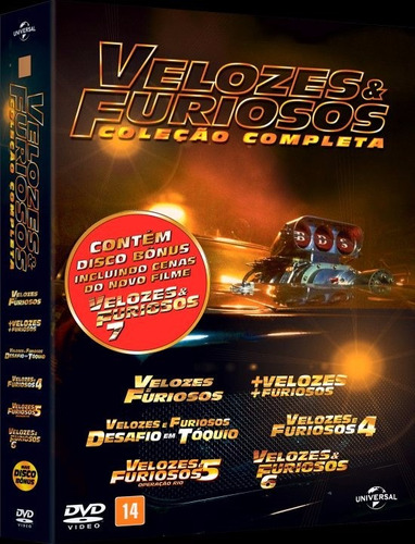 Velozes E Furiosos Box Coleção 6 Filmes 7 Dvds  Frete Grátis