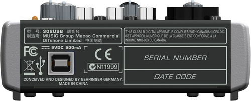 Behringer Xenyx 302usb Mezcladora 5entradas Con Interfaz Usb