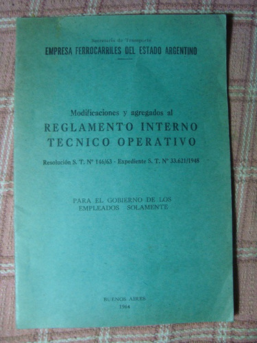 Reglamento Interno Ferrocarriles Argentinos Tren Vías 1964