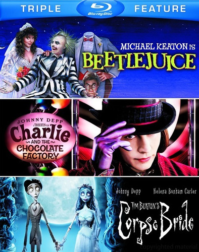 Blu-ray Beetlejuice + Corpse Bride + Charlie & The Chocolate