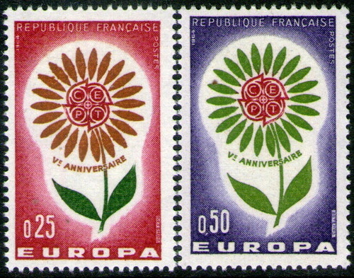 Francia Serie Completa X2 Sellos Mint Europa = Flor Año 1964