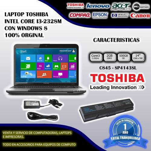 Laptop Toshiba C845-sp4143sl Intel Core I3 - 2328m Nueva