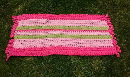 Alfombra Mágica Rectangular Tejida Crochet Totora 80x40cm
