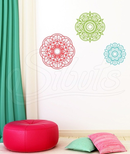 Vinil Decorativo Diseño 3 Mandalas Colores A Elegir