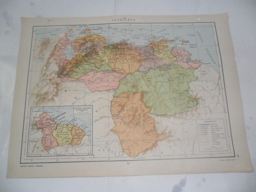 Venezuela Surinam Guyana Francesa Plano Mapa Lamina 1969