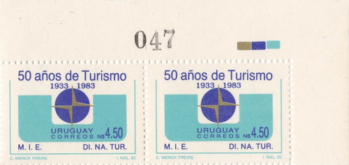 F- Uruguay 1984 - N$ 4.50 Turismo X 2 Sin Uso