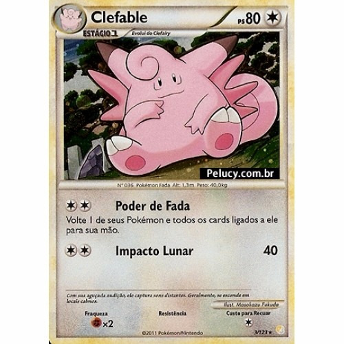 Clefable Pokémon Normal Raro 3/123 Foil Heartgold Soulsilver