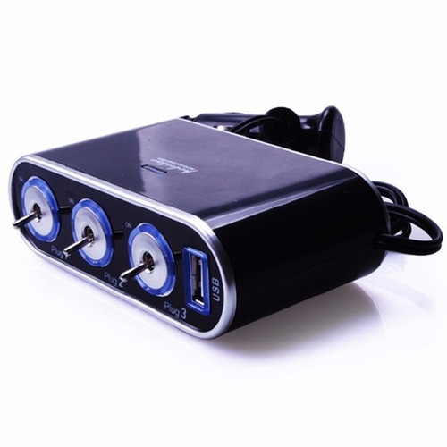 Adaptador De Cigarrera Triple Salidas De 12v/24v + Usb