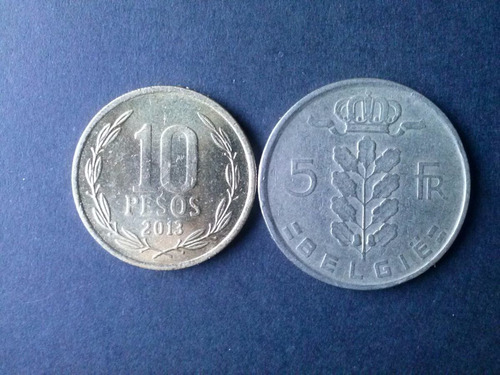 Moneda Bélgica 5 Francos Níquel 1950