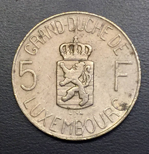 Lux015 Moneda Luxemburgo 5 Francs 1962 Vf Ayff