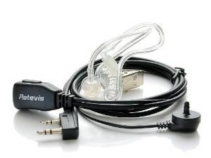 Retevis 2 Pin Ptt Tubo Mic Covert Acústica En La Oreja Aire 