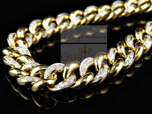 Pulseira Grumet Tradicional 1x1 Em Ouro 18k 750 Com Diamante