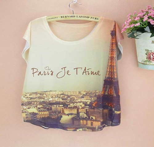 Blusas Paris Torre Eiffel Unitalla Moda Vintage Francia