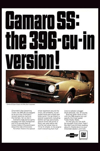 Poster Carteles Antiguos  60x40cm Chevrolet Camaro Ss Au-158