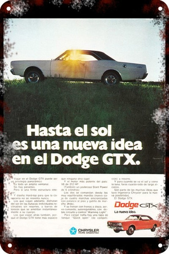 Carteles Antiguos Chapa 60x40cm Chrysler Dodge Gtx Au-184