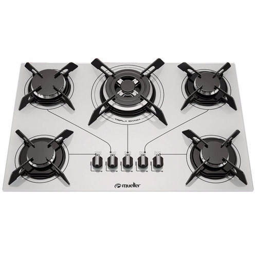 Fogão Cooktop 5 Bocas Tripla Chama Branco - Mueller