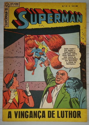 Gibi Superman Nº 15 Editora Ebal 1965 - Original Da Época