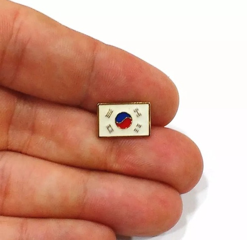 Bótom Pim Broche Bandeira Coréia Do Sul 13x9mm Folheado Ouro