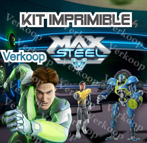Kit Imprimible Max Steel Invitaciones Tarjetas Marcos Fondos