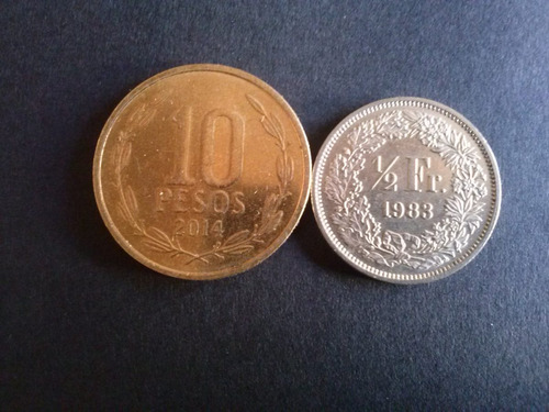 Moneda Suiza 1/2 Franco Níquel 1983 (22a)