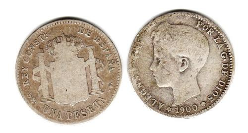 Moneda España De Plata  Año 1900 De 1 Peseta  Buena