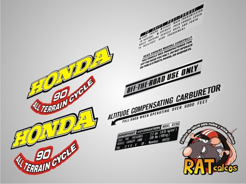 Calco Honda Triciclo Atc 90 / Kit De Tanque Y Advertencias