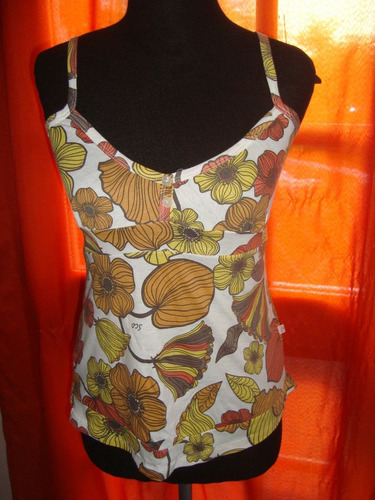 Estila Vintage Musculosa De Algodon Grandes Flores Scombro