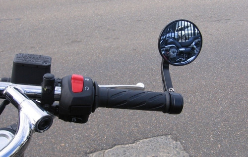 1 Solo Espejo Cafe Bobber Sportbike Redondo Agarre Aluminio