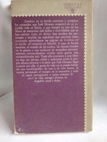 Imagen 3 de 5 de Sombras En La Hierba Isak Dinesen Ediciones Alfaguara