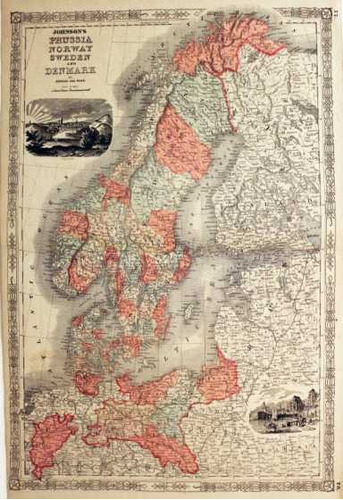 Lámina 45 X 30 Cm. Mapa De Prusia Suecia Noruega Y Dinamarca