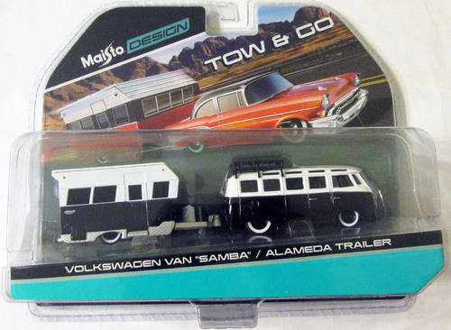 Maisto Kombi Volkswagen Van Samba Y Tráiler Escala 1:64