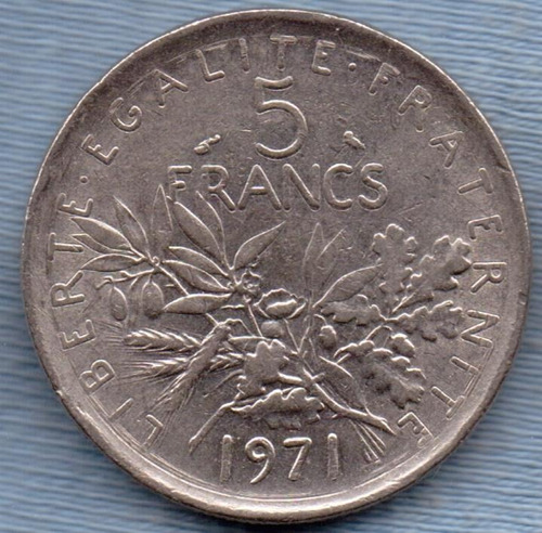 Francia 5 Francs 1971 * Campesina Sembrando *