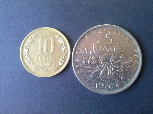 Moneda Francia 5 Francos 1970 Níquel