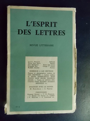 L'esprit Des Lettres Nº 6 Revue Litteraire 1955 Eluard, Zea,