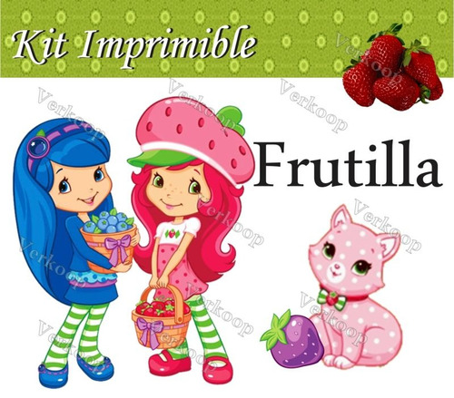Kit Imprimible Strawberry Fresita Rosita Invitaciones Marcos