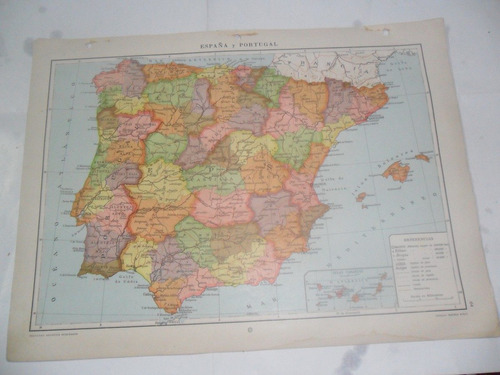España Portugal Plano Mapa Lamina 1969