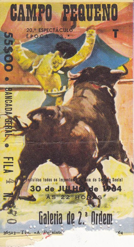 1964 Ephemera Plaza Toros Lisboa Bullfight Vintage Portugal