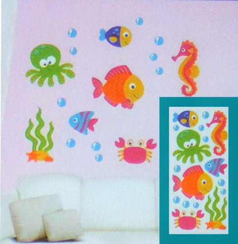 Pescaditos Adhesivos En Goma Eva Plancha 60x30cm | Jota