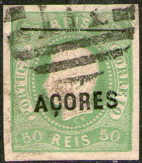 Azores (colonia Portuguesa) Sello Rey Luiz I X 50r. Año 1868