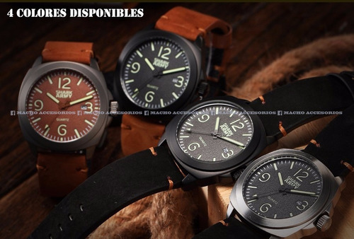 Reloj Shark Army Lumin Seal - Acuatico Acero Cuero Colores