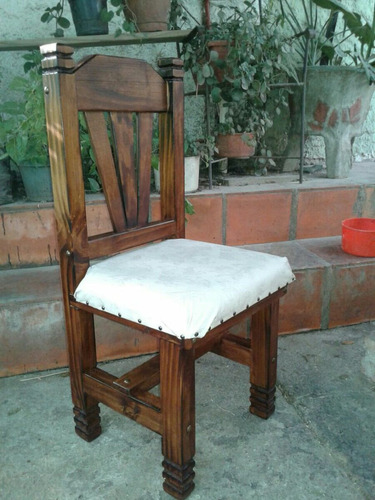 Silla  Rustica Tapizada, De Madera Para Comedor