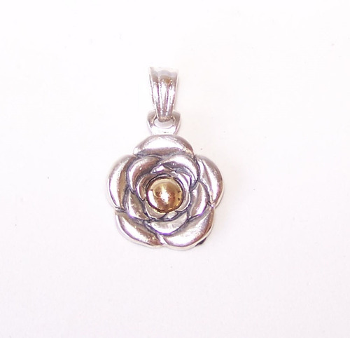 Imagen 3 de 6 de Dije Plata 925 C/ Oro Flor + Cadena Plata C/ Oro 3.5mm 45/50
