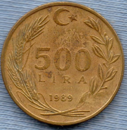 Turquia 500 Lira 1989 * Republica * Presidente Ataturk