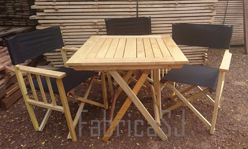 Mesa Plegable Madera Dura+3 Sillón Director Bar Jardin Nuevo