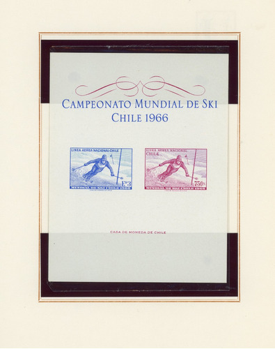 Block Souvenir De Chile Nº 12. Campeonato Mundial De Ski '66