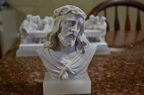 Escultura Busto Jesus Cristo Po Marmore 15cm Made In Italy