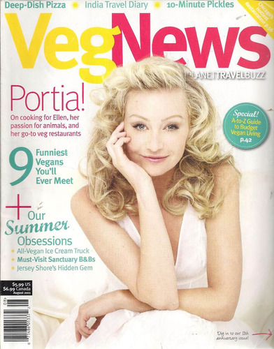 Revista Veg News: Portia De Rossi / Pizza Vegetariana