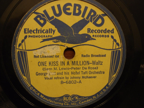 Blue Bird Disco Pasta 78 George Hall One Kiss  In A Million