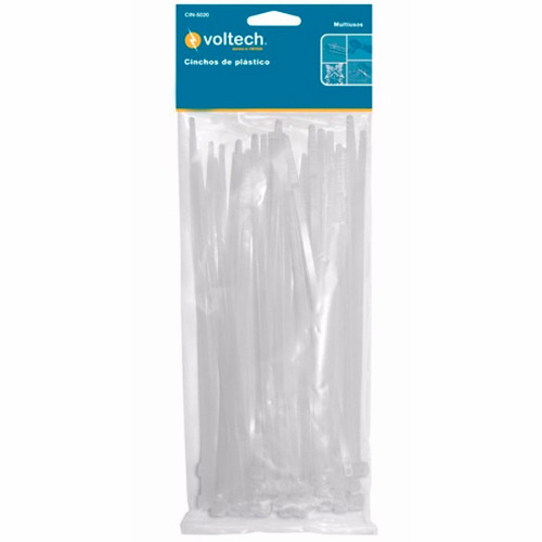25 Cinchos De Plastico Blancos De 35 Cm 50 Lb Voltech 44309