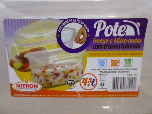 Tupperware Para Microondas E Freezer Nitron 4,3 Litros